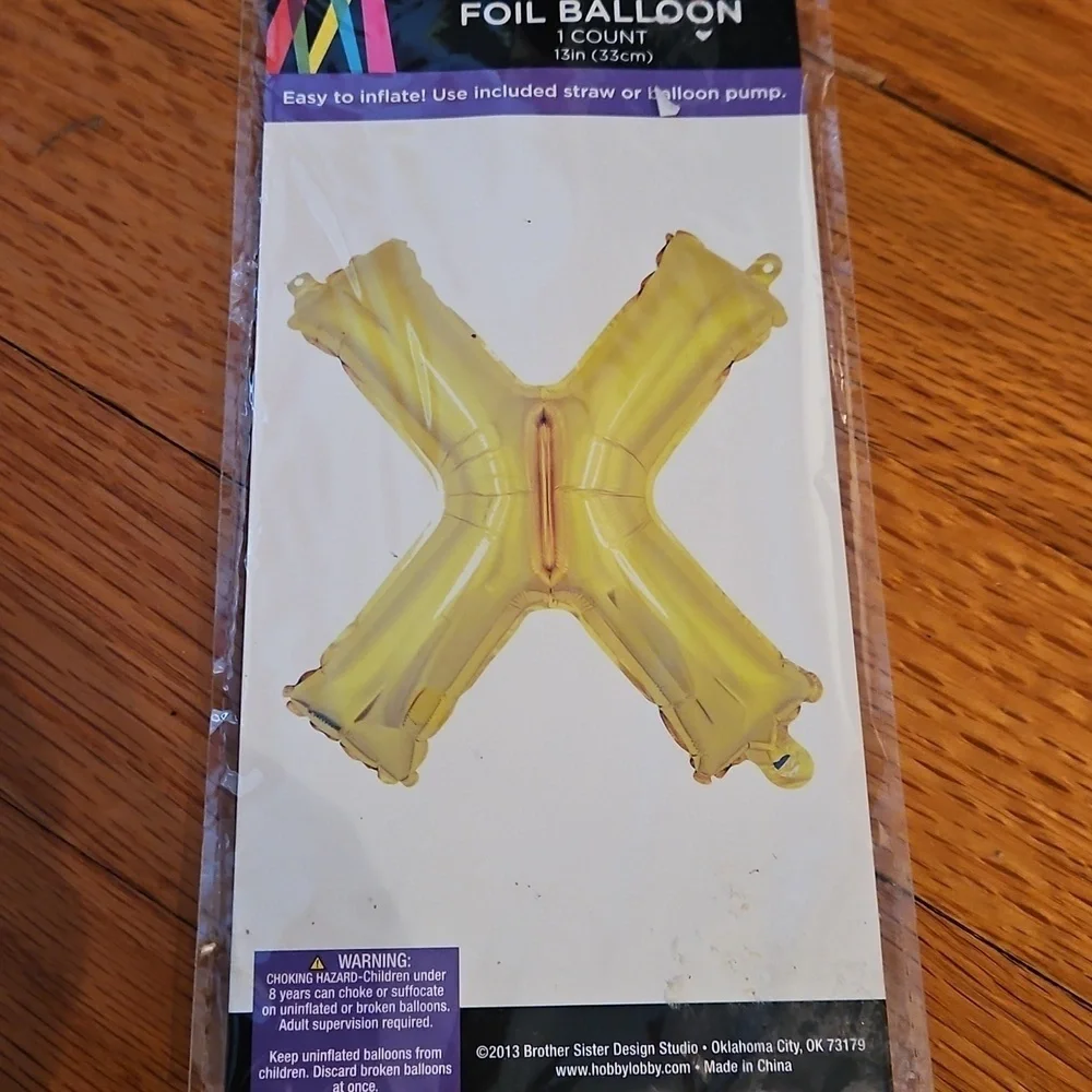 Gold Foil Balloon - Letter X, NWT